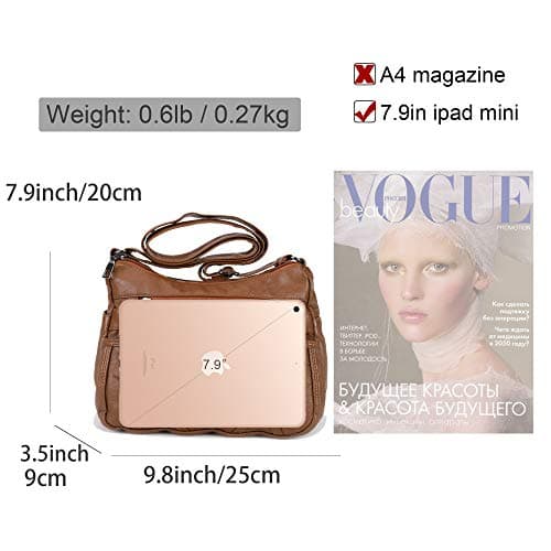 Gladdon Small Crossbody Bags for Women Leather Shoulder Purses Vegan Womens Cross body Bag Lightweight Brown - Thumbnail 6