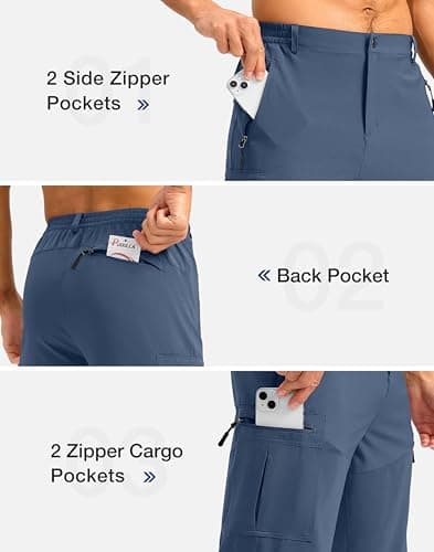 Pudolla Men's Hiking Shorts 11" Lightweight Cargo Work Shorts for Men Summer Travel Golf Casual Outdoor with 5 Pockets(Tibetan Blue XX-Large) - Thumbnail 5
