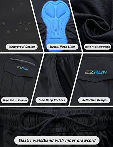 Men's Mountain Bike Shorts 3D Padded Bicycle Biking Shorts Quick Dry Lightweight MTB Cycling Shorts (All Black, 2XL) - Thumbnail 5