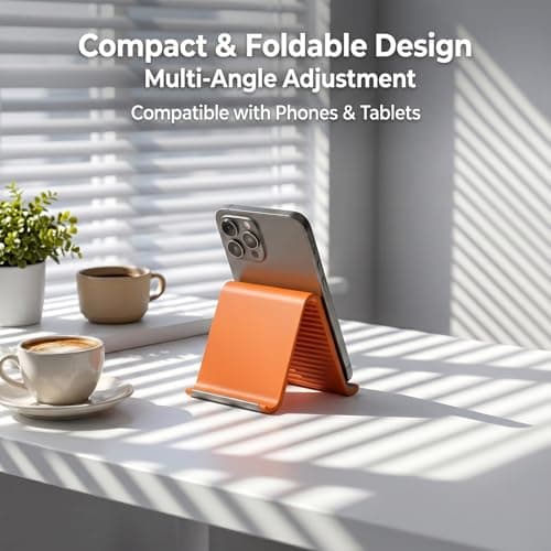 Adjustable Foldable Silicone Phone Stand 2-Pack, Yellow, No Charging Port, Non-Slip Desk Holder for iPhone, Samsung, Tablets - Thumbnail 5