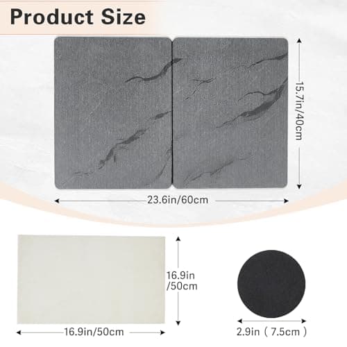 Koalafast Large Stone Drying Mat for Kitchen Counter, Diatomaceous Earth Dish Drying Mat Foldable, Non Slip Kitchen Mat Quick Dry for Dishes Bottles Cups (24"L X 16"W) - Thumbnail 6