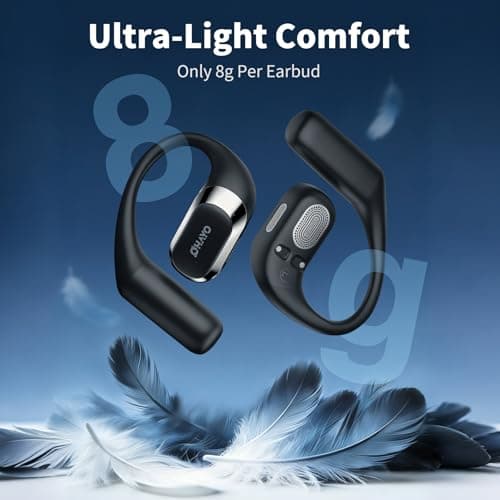 Open Ear Headphones,Over Ear Earbuds with Ergonomic Earhook,Bluetooth Headphones 5.4 with Smart Digital Display,40H Playtime,IPX6 Waterproof,Touch Control Operate Fit Cycling,Running,Workout(Black) - Thumbnail 6