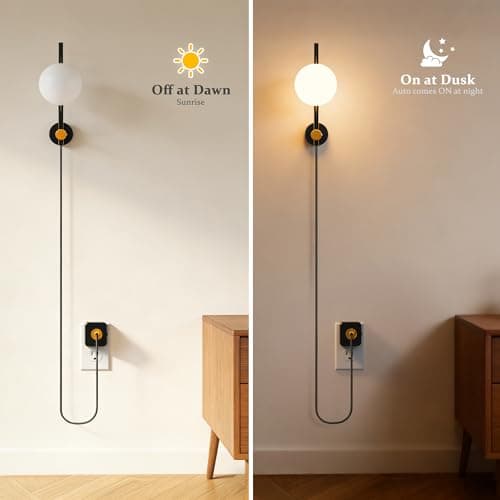 JandCase Night Lights Plug into Wall, 3000K Round Milky Night Light with 1.5M Braided Cord, 0-100 LM Adjustable Plug in Nightlight, Auto Light Sensor,Flexible Placement for Bedroom, Bathroom - Thumbnail 3