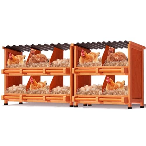 Yhhdjc 10-Compartment Chicken Nesting Boxes for Laying Eggs, Premium Pine Wood Design Without Sharp Edges, Weather-Resistant Sloped PVC Roof Laying Boxes for Hens, Spacious for Large Breeds