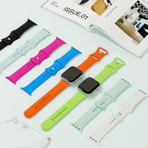 Sport Band Compatible with Apple Watch Bands 40mm 38mm 41mm 42mm 44mm 45mm 49mm for Women Men,Soft Silicone Waterproof Replacement Strap for Apple Watch Series 11 10 9 8 7 6 5 4 Ultra 3 2 1 SE - Thumbnail 2