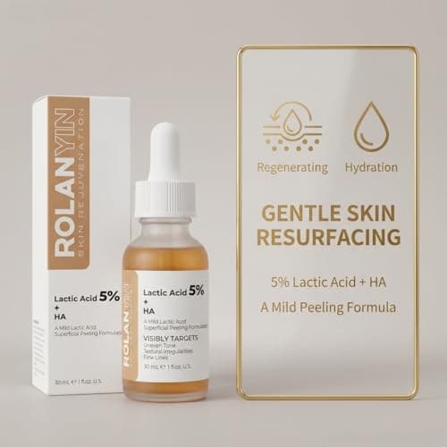 ROLANYIN Lactic Acid 5% + HA Facial Serum for Exfoliating Deep Hydration and Smoothing Skin Texture Nourishing Anti Aging Pore Minimizing Benefits Skin Care - Thumbnail 4