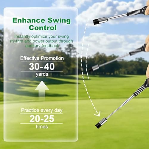 UYCCIMB Retractable Golf Swing Trainer, Portable Golf Grip Trainer Right Hand with Practice Golf Club Weights for Enhance Swing Technique, Beginners Tempo Trainer for Chipping Hitting - Thumbnail 5