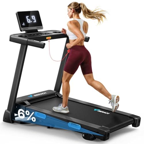 MERACH Treadmills for Home with Incline 0%-15%, 300 LBS Capacity Double Deck Foldable Treadmill with Incline, 0.5-7.5MPH Quiet 2.5HP Brushless Incline Treadmill LED Display with Smart APP