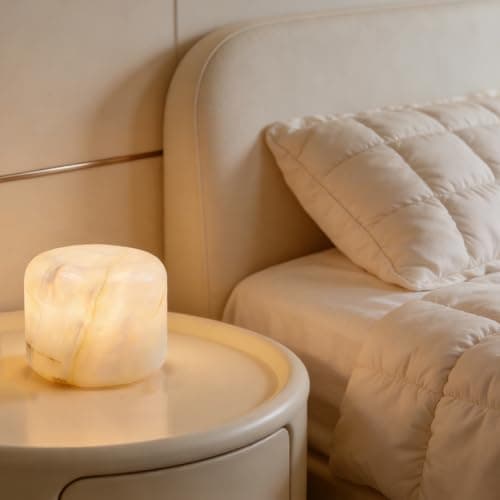 Marble Lamp Night Light Touch Bedside Table Lamp for Bedroom,Type-C Rechargeable Small Desk Bedside Small Lamps,Eye Caring Dimmable LED Ambient lamp (Eastern Jade Glow) - Thumbnail 6
