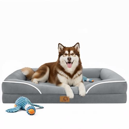 Homemate Dog Bed for Extra Large Dog: 48x35 in Orthopedic Large Dogs Bed XXL Outdoor Pet Cat Bed Sofa Supplies with Toy Dogs Crate Pad Couch with Removable Washable Cover & Non-Slip Botton Light Grey - Image 1