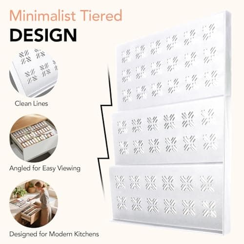 Diolove Expandable Drawer Spice Organizer, Thickened Plastic 3-Tier Spice Rack for Kitchen Drawers (11"–22"), Non-Slip & Easy to Clean, Keeps Spices Visible, Neat & Easy to Grab (Jars Not Included) WH - Thumbnail 5