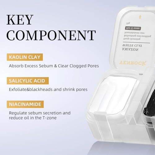 Dual Kaolin Clay Mask & Black Mask Clay - 2-in-1 Deep Pore Cleansing Facial Mask with Amazonian White Clay and Black Mud - Targeted T-Zone & U-Zone Care for Blackheads, Oil Control & Soothing - 4.94Oz - Thumbnail 3
