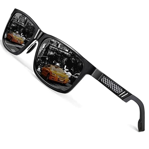 ROCKNIGHT Driving Sunglasses for Men - Polarized UV Protection, Al-Mg Metal Frame, Lightweight Black for Outdoor - Image 1