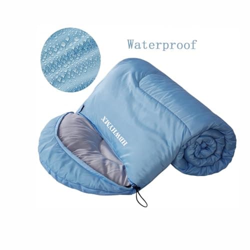 HBWHYMX Sleeping Bag for Adults Cold Weather - XL 4 Season Warm 400GSM Filling, Waterproof Camping Sleeping Bags, Lightweight for Traveling, Hiking, Outdoor, Zip Together for Couples, Blue - Thumbnail 3