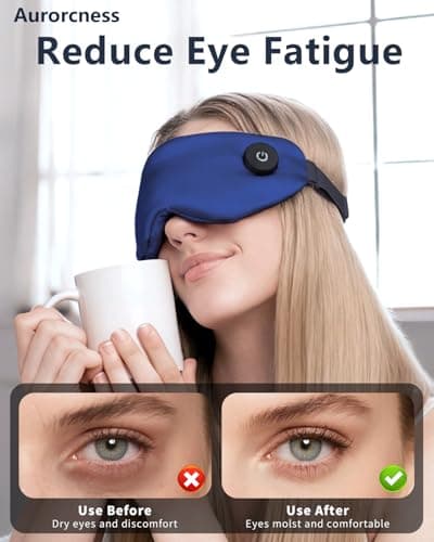 Aurorcness Heated Eye Mask for Dry Eyes – Cordless Warm Eye Compress, 100% Mulberry Silk Sleep Mask with Graphene Heating, 3 Heat Levels and Auto Shut-Off, Rechargeable and Washable - Thumbnail 5