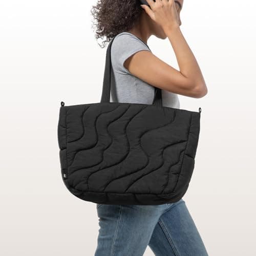 tomtoc 14-inch Puffy Laptop Tote Bag for Women 10L, Lightweight Puffer Work Tote with Padded Device Compartment for 13/14-inch MacBook Laptop, Organized Work Bag for Office, Business, Daily Essentials - Thumbnail 2