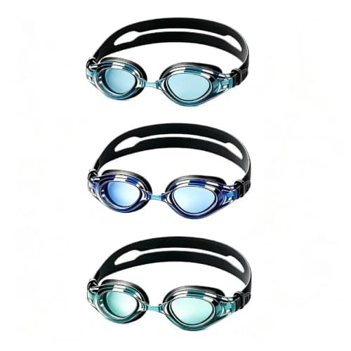 YUENREE 3 Pack Adult Swim Goggles for Men Women Teens Ages 8+ | No Leak Anti-Fog UV Protection | Easy Adjust Non-Slip Strap | with 3 Hard Travel Cases