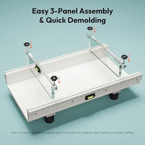 2 Pcs Epoxy Mold, Resiners River Table Epoxy Resin Mold with Adjustable Divider, 24x12x3in with Bubble Level, Fill Clamp System & Transparent Depth Board Ideal for Live Edge Resin Casting - Thumbnail 2