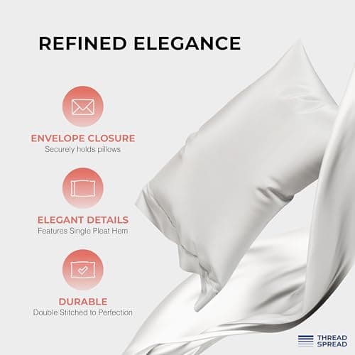 THREAD SPREAD 100% Egyptian Cotton Queen Sheets Set - 1200 Series Plush Collection Luxury Egyptian Cotton Sheets Queen Size Deep Pocket (4 PC, Light Grey), Soft, Cooling, Sateen Weave Sheet Set - Thumbnail 4
