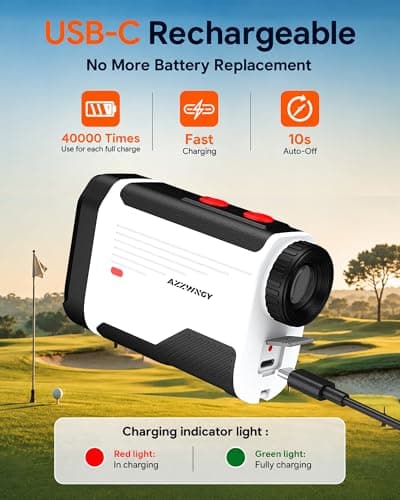 Golf Rangefinder with Slope, 1500 Yards Laser Range Finder with Flag Lock Vibration, 7X Magnification, Rechargeable Golf Rangefinder with Magnetic Mount, Fast Accurate Distance for Golf & Hunting - Thumbnail 5