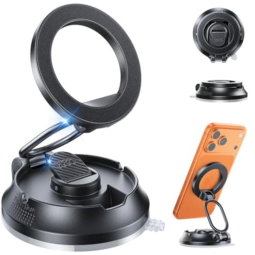 SUPERONE Car Phone Holder for Magsafe [78+LBS Strongest Suction & 2800gf Magnetic] 360° Adjustable Magnetic Car Mount, Foldable Cell Phone Holders for Your Car for iPhone 17 16 15 14 13 12 Series