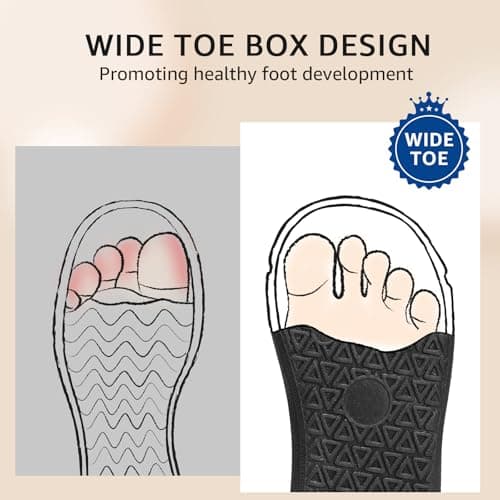 STQ KIDS Toddler Wide Toe Box Shoes Barefoot Shoe Boys Kids Walking Boy Sneakers Non-Slip Lightweight Comfortable First Walking Tennis Outdoor Activities All Black Toddler Size 8 - Thumbnail 3