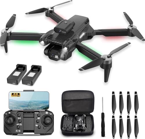 4K Drones with Camera for Kids, Drones for Adults withEmergency Stop, Headless Mode, 360° Flips, CarryingCase & 2 Batteries,Wireless RC Toys for Boys Girls(Charcoal black) - Image 1