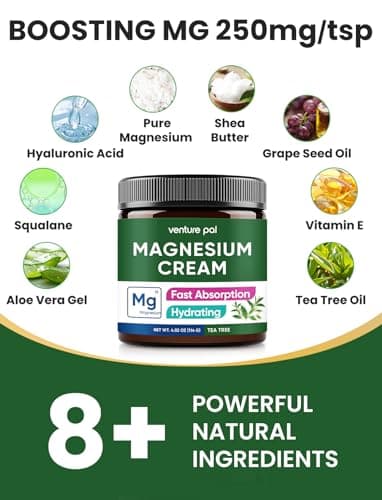 Venture Pal Magnesium Lotion, Topical Magnesium Cream, Leg & Muscle Relaxation with Coconut Oil, Shea Butter & Hyaluronic Acid, Safe for Kids - Thumbnail 6