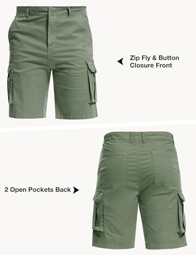 AOHIKE Casual Shorts for Men 7 Pockets - 9" Hiking Shorts Above Knee for Golf Travel Camping, Olive XXL - Thumbnail 4