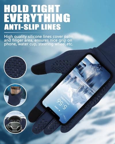 Aegend Lightweight Winter Gloves for Men Women, Warm Running Gloves Touchscreen Thermal Glove Liners for Cold Weather Driving, Cycling & Hiking, Non-Slip, Elastic Cuff, Stretchy, Durable - Thumbnail 3