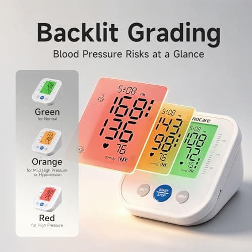 Sinocare Blood Pressure Monitor, One-Button Operation, Dual User, Accurate & Practical，White - Thumbnail 5