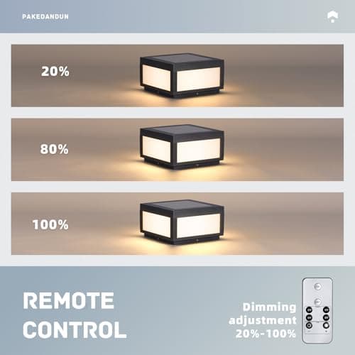 PAKEDANDUN Solar Pillar Lights 12X12, Waterproof Post Light Outdoor, Modern Column Lighting Dusk to Dawn with E26 Bulb, 3000K Large Solar Lantern Lamps for Fence Posts Columns Patio Garden Decoration - Thumbnail 4