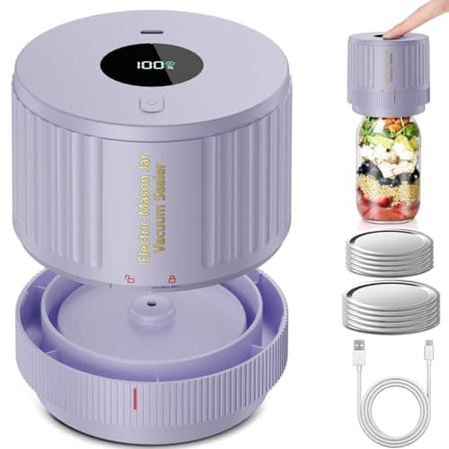 LOVE MOMENT Electric Mason Jar Vacuum Sealer Kit for Wide Mouth and Regular Mouth Mason Jar - Purple - Image 1