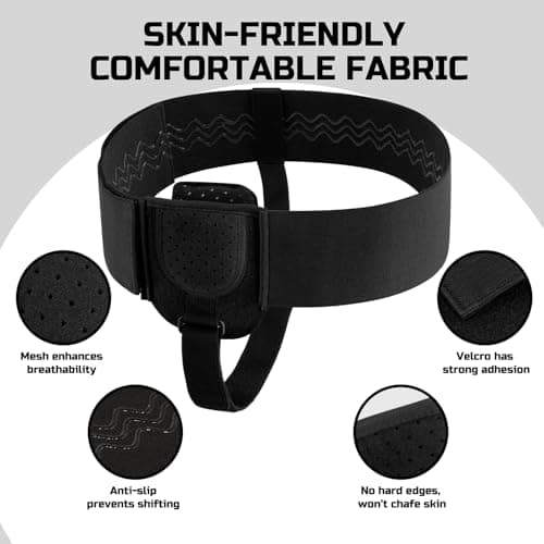 HOTRYEE Hernia Belts for Men & Women, Inguinal Hernia Belt for Men Fits Left or Right Hernia, Hernia Support for Men With Adjustable Waist Strap & Compression Pressure Pad for Pre & Post-Surgery | Black - Thumbnail 3