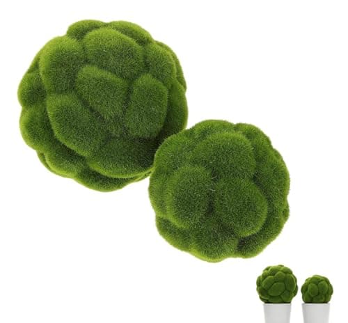 Bupurp Moss Balls Decorative for Bowls 2 Pcs Artificial Faux Green Moss Balls for Vase Fillers, Centerpiece, Table Arrangement, Wedding Decor, DIY Crafts (3.9" + 4.7") - Image 1