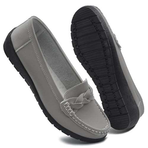 HAJINK Women Loafers Flexible Breathable Slip-On Comfortable Sole Ladies Shoes for Walking (Grey,7.5) - Image 1