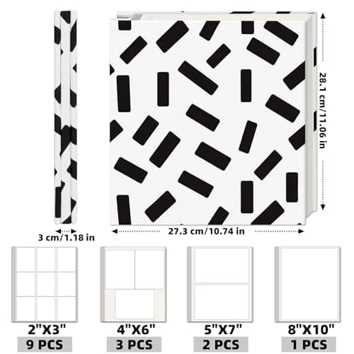Vienrose Self Adhesive Photo Album for Mini 4x6 5x7 8x10 Pictures Geometric Linen Cover DIY Scrapbook for Baby School Wedding Journal Memory Book with 20 Sheets (40 Pages), Rectangle Pattern - Thumbnail 3