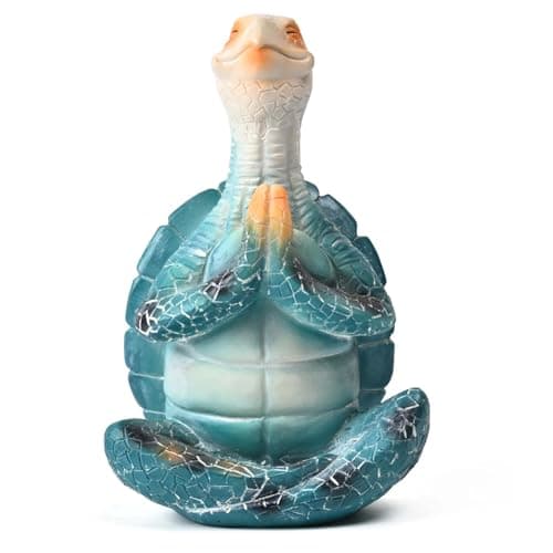 Boobezeen Sea Turtle Meditation Yoga Decor, Zen Resin Statue & Garden Figurine of Meditating Turtle — Coastal Beach & Home Office Desk Decorations, Calming Gift for Mom (Blue Prayer) - Image 1