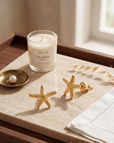 MUMREUES Gold Earrings for Women Trendy 14K Gold Plated Small Starfish Stud Earrings Dainty Lightweight Minimalist Simple Hypoallergenic Earrings Jewelry Gifts for Her - Thumbnail 5