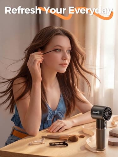 Cheerair Handheld Portable Fan, 6-Speed Powerful Mini Personal Fan, Rechargeable 5000mAh Battery with Up to 15 Hours Runtime, Pocket Turbo Fan with Smart LED Display, Ideal for Travel, Camping, Makeup - Thumbnail 6