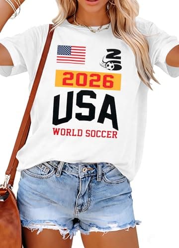 Soccer Cup 2026 Shirt Women USA Football Soccer Jersey Game Day Ball Game T-Shirt Casual Host Sports Short Sleeve Tops White - Image 1