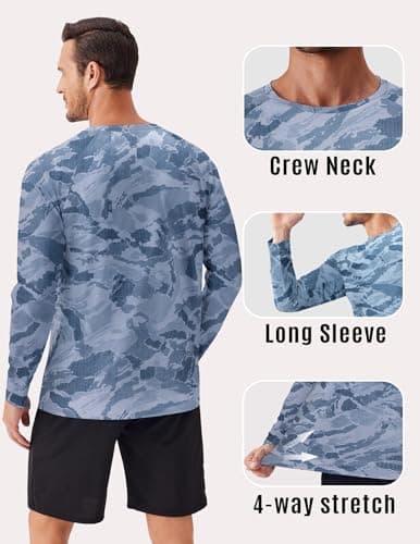 PINSPARK Men's Camouflage Rash Guard Shirts Quick Dry UV Protection Fishing Shirts Long Sleeve UPF 50+ Summer Swim Shirt - Thumbnail 5