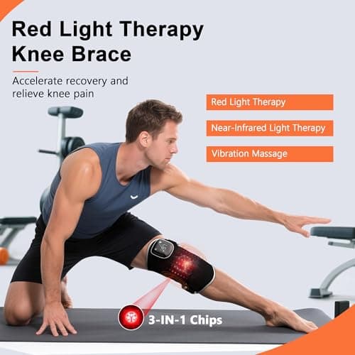 RAYOCON Red Light Therapy for Knee: Knee Massager with 6 Heat and 5 Vibration Cordless Rechargeable Electric Heated Knee Brace Gifts for Men Women - Thumbnail 2