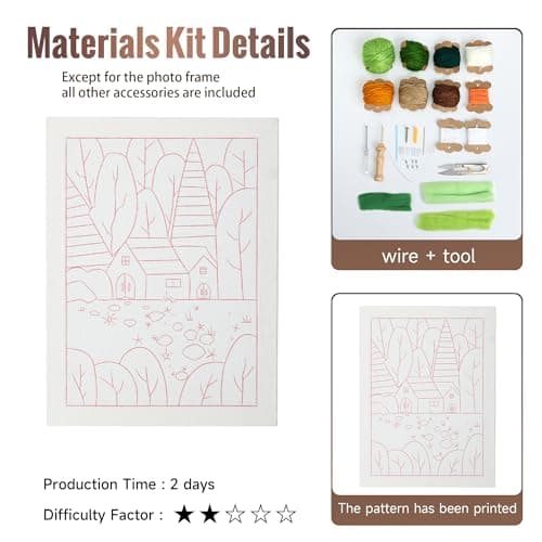 clberni Punch Needle Kit Adults Beginner, Large Punch Needle Embroidery kit 11.8 X 15.8 inches, Crafts for Adults (Forest Without Photo Frame) - Thumbnail 2