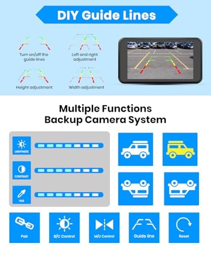 AUTO-VOX Wireless Backup Camera: 5" 1080P HD Dual-Channel Monitor, Easy Installation,Stable Digital Transmission Signal,IP69K Waterproof Night Vision Back Up Camera for Truck,SUV,Pickup,Car,Trailer - Thumbnail 6