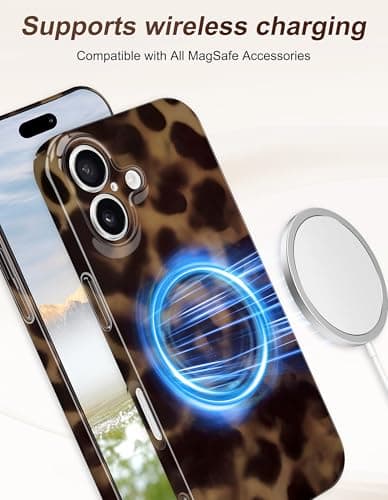 Aitipy Magnetic Tortoise Shell Phone Case for iPhone 15 Pro, Compatible with MagSafe, Cute Leopard Print Fashion Aesthetic Soft TPU Slim Shockproof Protective Phone Cover for Women Girls - Thumbnail 2