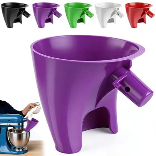Flour Funnel for Kitchen Aid Mixer - Anti-Splash Accessory - Easy Pour No-Mess Attachment - Fits Tilt-Head 4.5–5 Qt (KSM150) - Durable Dishwasher Safe Baking Tool