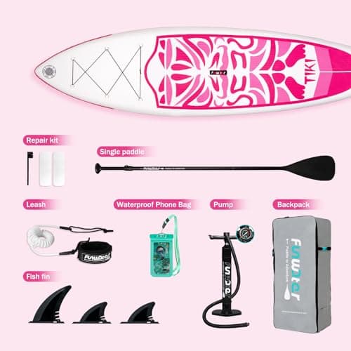 FunWater Inflatable 10'6×33"×6" Ultra-Light SUP for All Skill Levels Everything Included with Stand Up Paddle Board, Adj Paddle, Pump, ISUP Travel Backpack, Leash, Waterproof Bag - Thumbnail 4