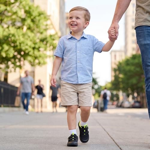 Stelle Toddler Wide Toe Box Barefoot Shoes Kids Sneakers for Boys Girls Zero Drop Minimalist Breathable Lightweight Non Slip Walking Running Shoes(Black, 12ML) - Thumbnail 2