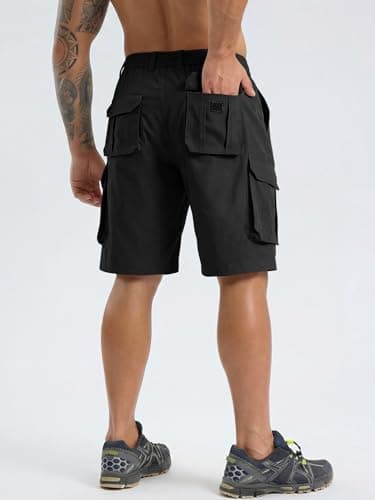 TRFIC Mens Cargo Shorts Casual Sweat Shorts with Button Drawstring Multi Pockets for Work Hiking Outdoor - Thumbnail 4